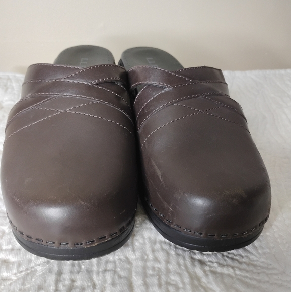 L.L. Bean Leather Clogs Size 39 Slip-On Preppy Classic Comfort Coastal - Picture 4 of 11